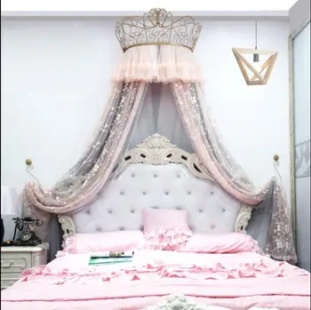 Prinsesse Stil dekorative blonder gardin 1,8 m Europæiske gaze gardin crown beslag 1,5 m myggenet Pige Soveværelse Indretning