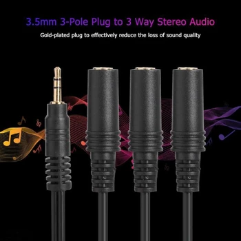 3,5 mm Forgyldt PVC, 3-Polet Stik, til 3-Vejs Stereo - Hovedtelefon Splitter Adapter Kabel-Audio - AUX-Udgang