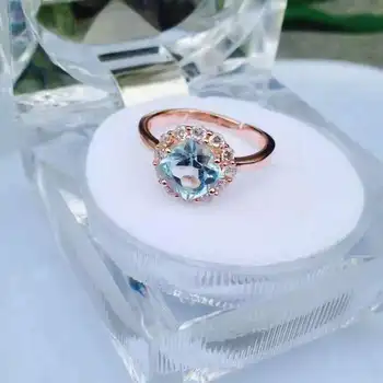 Troskab Naturlige 7mm topas s925 sterling sølv Ring frisk fine Smykker gave til kvinder Naturlig gemstone blue