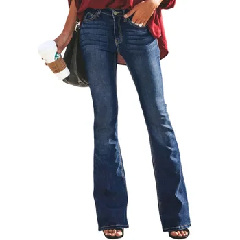 YOCALOR Flare Pants Høj Talje Kvinder Rippet Tynde Sorte Jeans Jean Femme Mujer For Kvinde Denim Cowboy Bodycon Streetwear Mødre