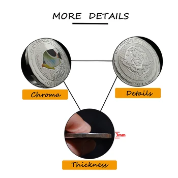 Sølv Forgyldt Dyreliv Chaetodon Ephippium Fisk Erindringsmønter Samleobjekter For Indsamling Gaver Forretning Gaver