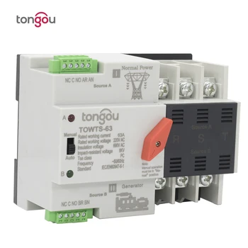 ATS-Automatic Transfer Switch Elektriske Selector Skifter Dual Power-Kontakten 3P 63A 100A 220V Mini ATS TOWTS-100