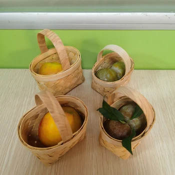 Mini Træ-Vævning Opbevaring Diverse Arrangør Håndlavet Plante Rattan Max Gaver Candy Container Børnehave Børn Gaver