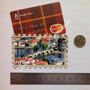 Prag turist køleskab magnet, stil frimærker