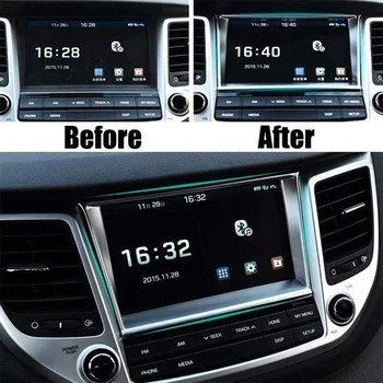 8 Tommer for Hyundai Tucson Tl Chrome Center Dashboard Navigation Sn Panel Cover Frame Bezel Pynt Surround c