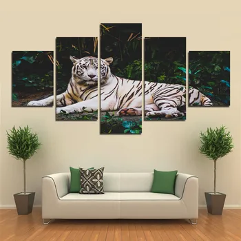 5pcs Tiger I Junglen Plakat Væg Kunst Dyr Plakat Lærred Billeder HD Udskriv Udskriver Home Decor Produkter