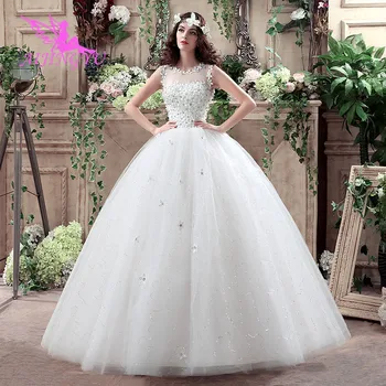 AIJINGYU 2021 ægteskab Tilpasset nye hot sælger billige bolden kjole snøre tilbage formelle kjoler til brudens brudekjole WK101
