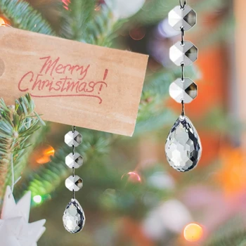 1 sæt Klar Akryl Dingle dråbeformede Crystal juletræ Length10cm Ornament Drop Bolden Træ Dekorationer i Hjemmet Indretning