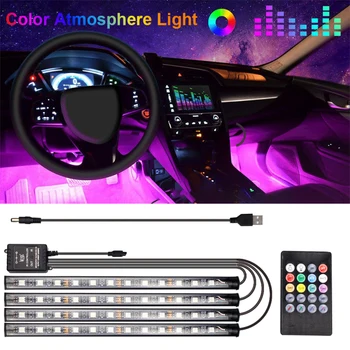 48 LED Bil/hjem Indretning Neon Atmosfære usb-Lys Strip SMD5050 bil LED lys bælte Musik Kontrol Farve Dekorative