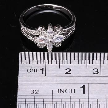 Fine Perler Hvide Zircon Sølv Forgyldt Sølv Trendy Smykker Ring til OS# Størrelse 6 / 7 / 8 / 9 S1790