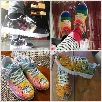 ELVISWORDS Kawaii Sygepleje Sko til Kvinder 2020 Nye Mode Healthcarer Fodtøj Farverige Rainbow Print Kvinder, der Kører Sneaker