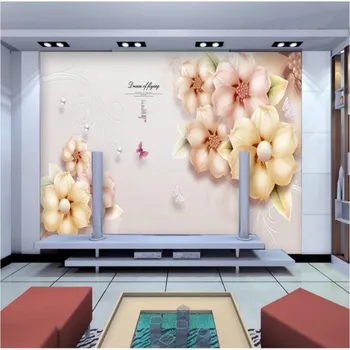 Europæisk Stil Enkelhed Smuk Blomst Baggrunde til Vægge 3D-Moderne Stue Sofa Soveværelse Baggrund Wall Paper Vægmalerier