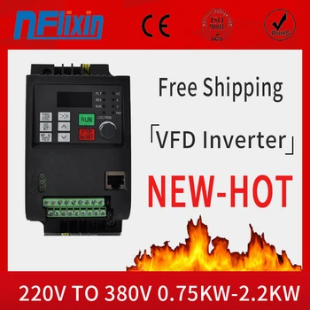 NFLIXIN VFD-Drev 2,2 KW motor Input Voltage 220V udgangsspænding 380V frekvensomformer &extension kabel+klemme Gratis fragt