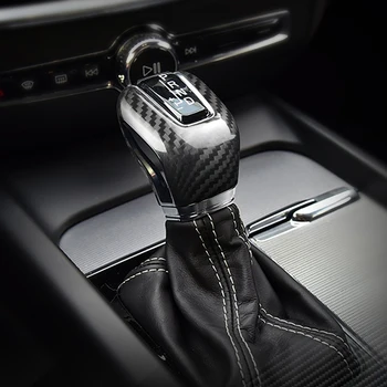 For Volvo XC60 XC90 S60, V60 Carbon Fiber Sticker Bil Gear Shift Knappen Dække Interiør Trim Tilbehør