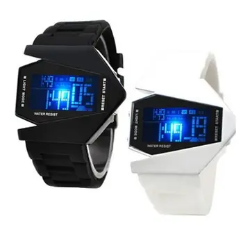 Unisex Fashion Watch Elektronisk Ur Personlighed Multi-funktionel LED Solid Farve Silikone Band Armbåndsur