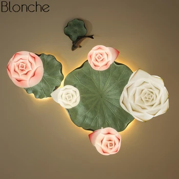 Kinesisk Stil Lotus Vedhæng Lys Vintage Retro Led Blomst Hængende Lampe Spisestue Køkken Lamper Armatur Home Decor