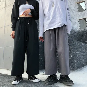 GOOHOJIO 2020 Nye Sommer Mode Kvinders Bukser med Høj Talje Bukser Streetwear for Kvinder med Bred Ben Ren Farve Bukser