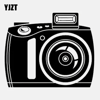 YJZT 14CM*11.6 CM Flash Film Digitalt Kamera Silhuet Vinyl Sort/Sølv Bil Mærkat C22-0874