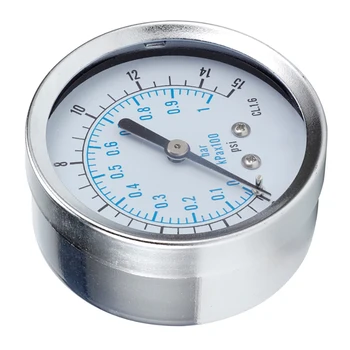 0-15PSI Kompressor Barometer Olie trykmåler Høj Præcision Aksiale trykmåler 1/4Npt Vand manometer