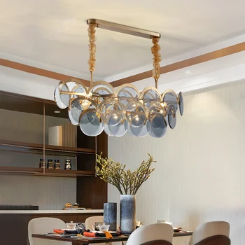 Moderne lysekroner til stue home decor rectang røg grå glas lamper ny luksus led hængende lamper