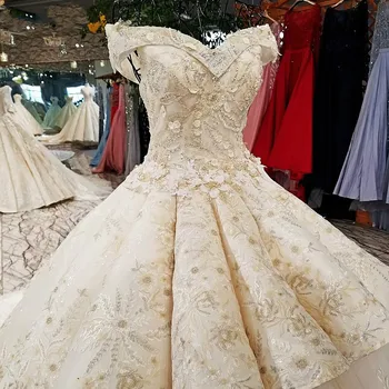 Luksus Lange Ærmer Broderi Arabisk Bryllup Kjoler 2018 Plus Size Brudekjoler Snøre Gulv Længde Vestidos De Noiva De Luxo