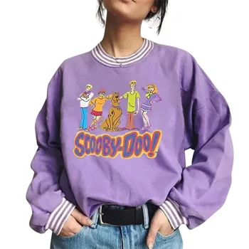 Koreanere Efteråret Print Løs Harajuku Kawaii Purple Toppe Kvinder, langærmede Trøjer og Hættetrøjer Kvindelige Tøj Kvinde Sweatshirt SF4