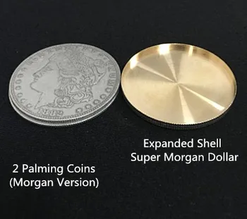 Udvidet Shell +2 Palming mønter Magic Set Mønt, der Optræder Tricks Mønt Magi 3,8 cm Close Up Magi Professionel Magisk Trick,Legetøj