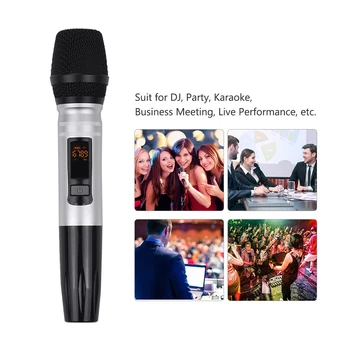 UHF Dual-Frekvens Trådløse Mikrofoner Sæt med 1 Modtager 1 Håndholdte Mikrofon til Fest med DJ Karaoke Business Møde Live