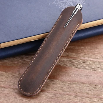 Håndlavet Ægte Læder Blyant Bag Koskind Fountain Pen Taske Holder Til Rejse Tidende Vintage-Stil Tilbehør
