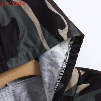 JAYCOSIN Womens Fashion Camouflage Print-Shirt langærmet Bluse med Hætte Kort z0803