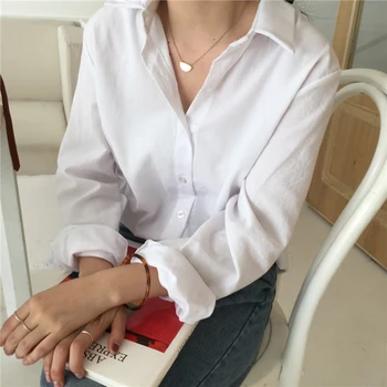 HiloRill Solid Langærmet Kontor Bluse Kvinder Turn Down Krave Casual Skjorte Arbejde Bære Damer Toppe I 2020 Blusas Camisas Mujer