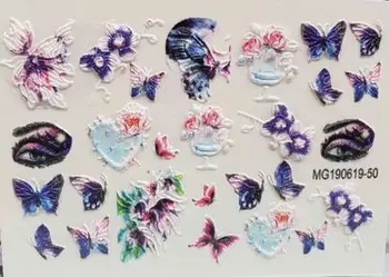 Hot Sælger 6d Cubic Nail Stickers DIY Graverede Blomster Nail Decals Nail Art Negle Dekoration