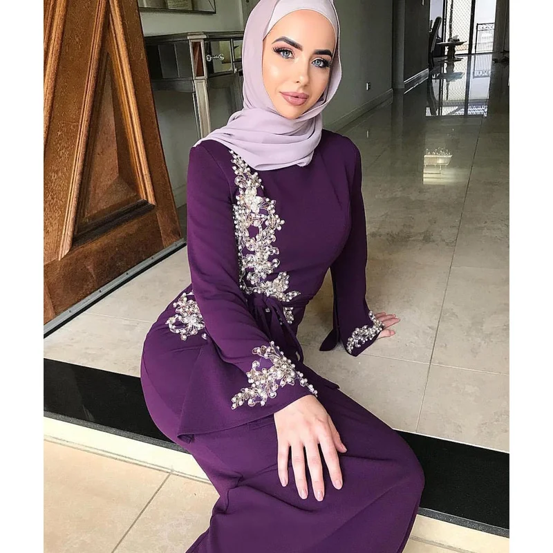 Dubai Abaya Muslimske Kjoler Kvinder Broderi Pearl Prom Kjole Til Muslimsk Kvinde Efteråret Lang Kjole Tøj Tilbud | Mall / Basilicohaslev.dk